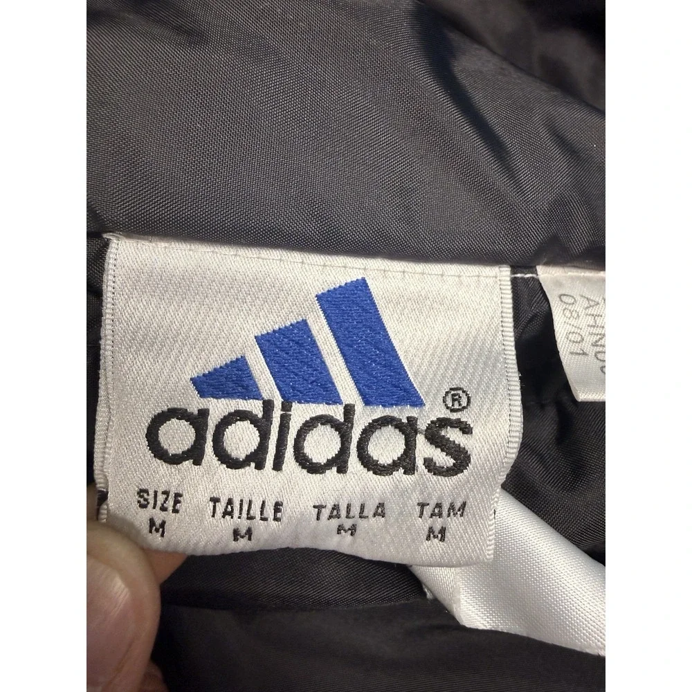 Vintage Y2K Adidas 3‎ Stripe Fleece Lined Hooded Jacket Black Mens M